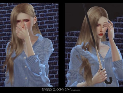 Raining, Gloomy Day (Crying / Umbrella set) poses