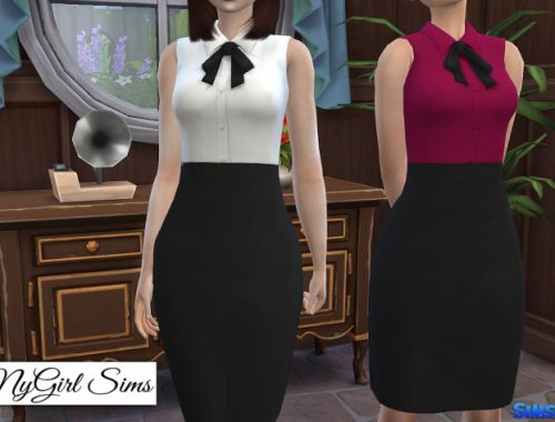 Button and Bow High Skirt Bodycon