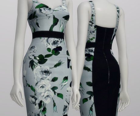 White rose pattern dress