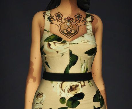 White rose pattern dress