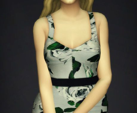 White rose pattern dress