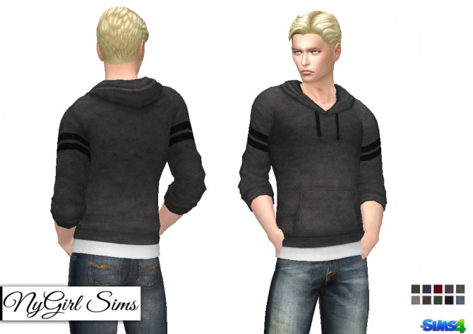 Varsity Striped Hooded Sweater with Undershirt - The Sims 4 Catalog