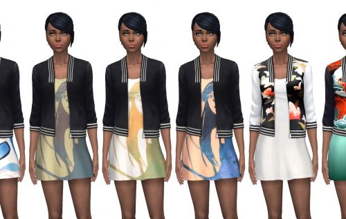 Bomber Jacket With Scoop Neck T-Shirt Dress