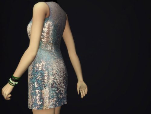 Sequined silk turtleneck dress