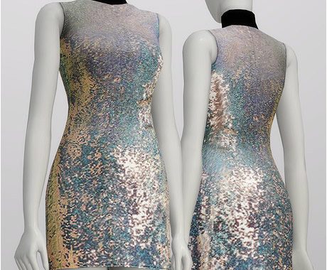Sequined silk turtleneck dress