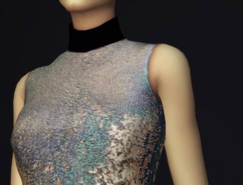 Sequined silk turtleneck dress
