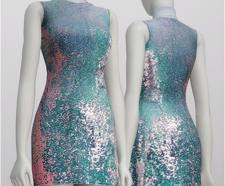 Sequined silk turtleneck dress