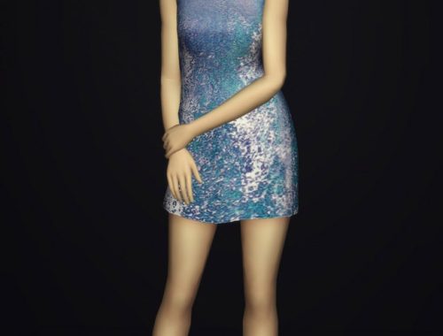 Sequined silk turtleneck dress