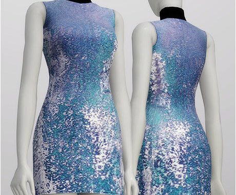 Sequined silk turtleneck dress