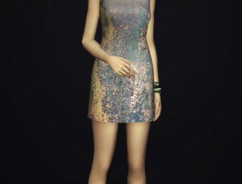 Sequined silk turtleneck dress