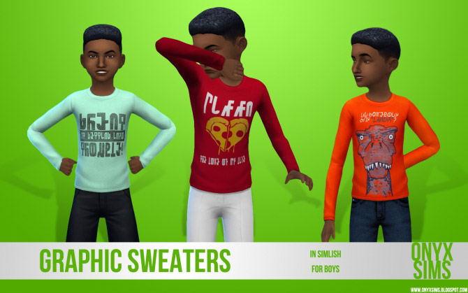 Simlish Graphic Sweaters for Boys - The Sims 4 Catalog