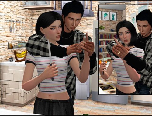 Cooking together poses