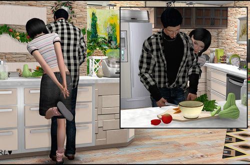 Cooking together poses