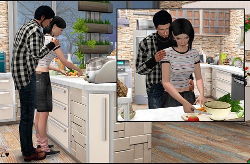 Cooking together poses