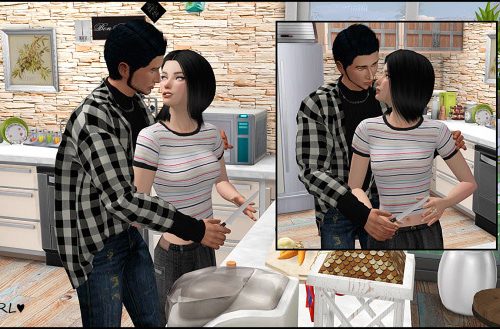 Cooking together poses