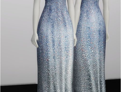 White Silver Sequined Gown