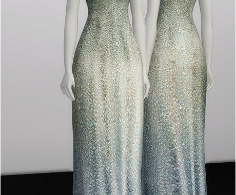 White Silver Sequined Gown