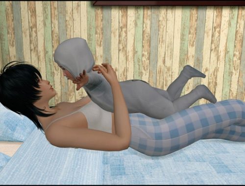 In bed with toddler poses
