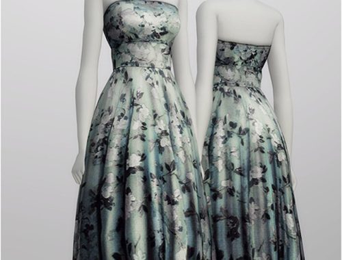 Strapless floral embroidered silk-blend dress