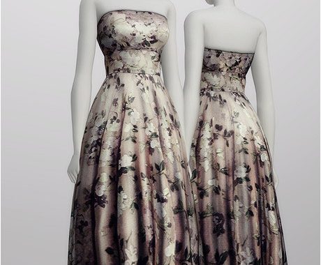 Strapless floral embroidered silk-blend dress