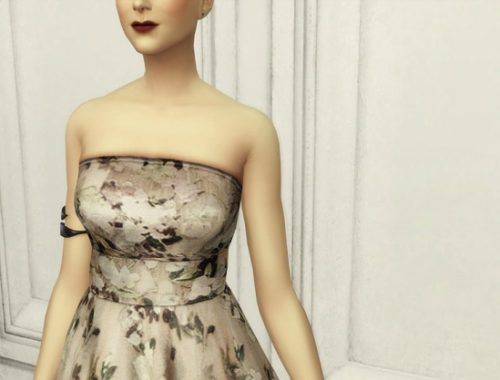 Strapless floral embroidered silk-blend dress