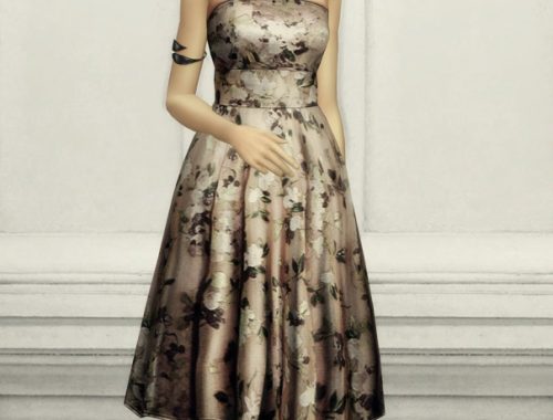 Strapless floral embroidered silk-blend dress