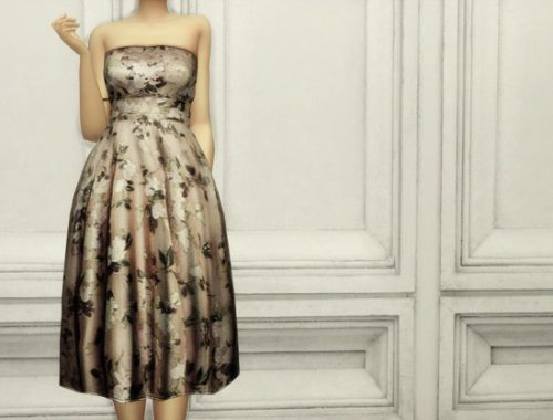 Strapless floral embroidered silk-blend dress