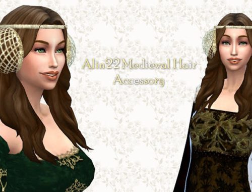 Medieval Long Hair with Buns and Metallic Hairnets Accessory