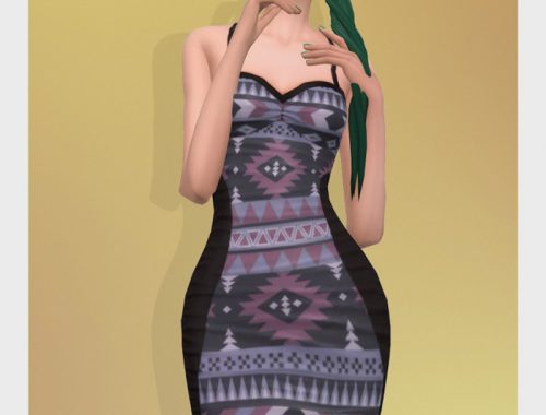 AZTEC DRESS RUCHED
