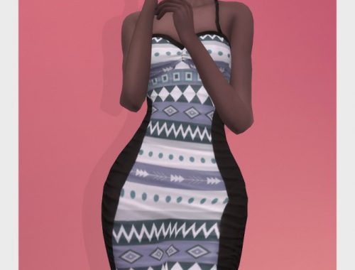 AZTEC DRESS RUCHED