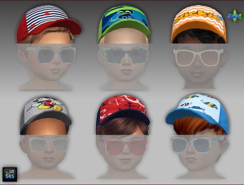 6 swimtrunks, caps and sunglasses for toddlers (boys)