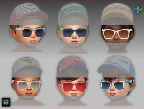 6 swimtrunks, caps and sunglasses for toddlers (boys)