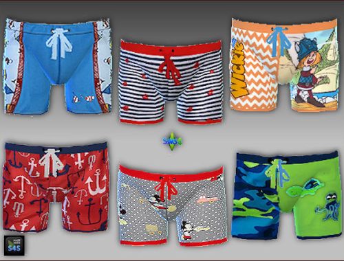6 swimtrunks, caps and sunglasses for toddlers (boys)