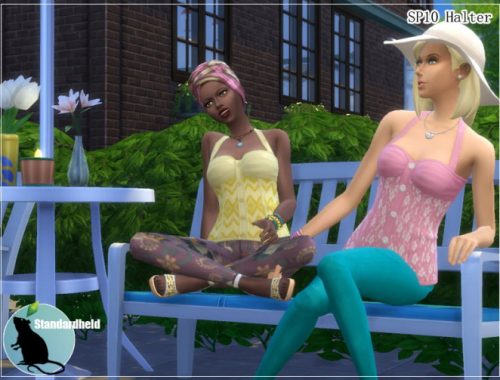 Recolors of EAs halter top (solid + pattern)