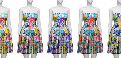 Strapless printed cotton blend faille dress