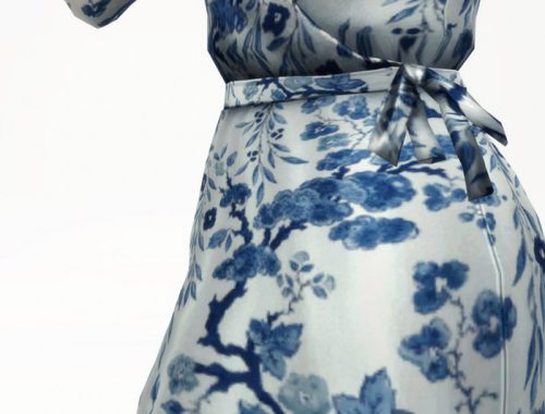 Floral efect wrap robe dress