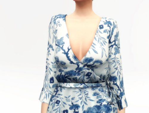 Floral efect wrap robe dress