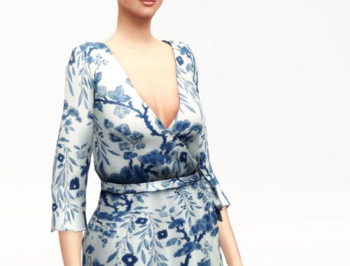 Floral efect wrap robe dress