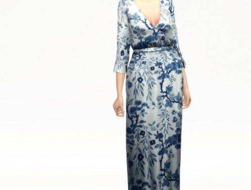 Floral efect wrap robe dress