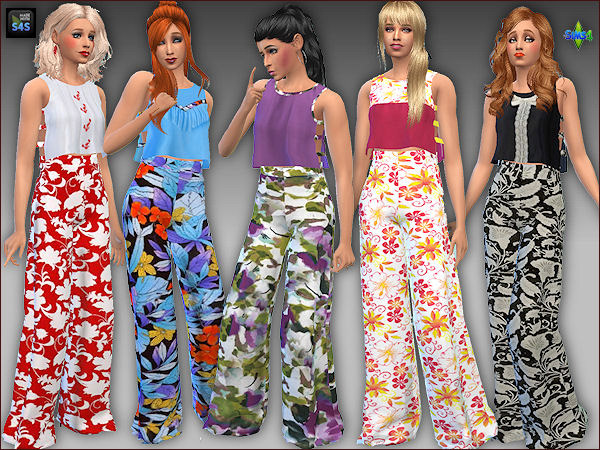 5 palazzo pants with 5 tops - The Sims 4 Catalog