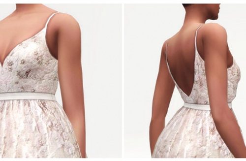 Soft-pink embellished tulle gown