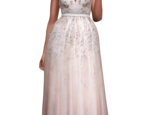 Soft-pink embellished tulle gown