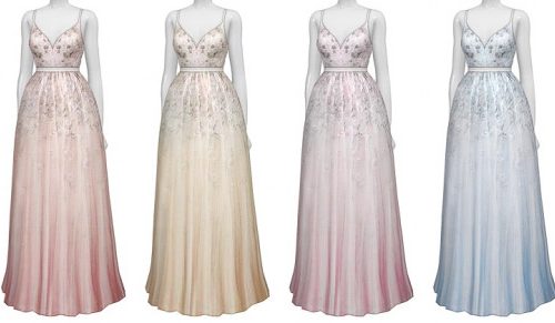Soft-pink embellished tulle gown