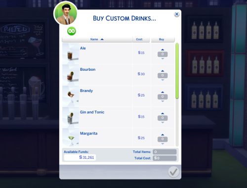 Custom Drink Interactions (Update Jan 30, 2017)