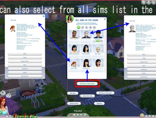 Show/Search Sim Info Mod