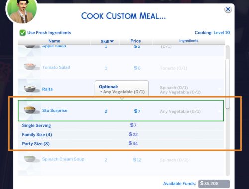 Stu Surprise Custom Food