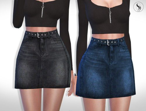 A Line Denim Mini Skirt