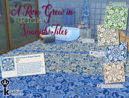A Rose Grew in Spanish Tiles Set