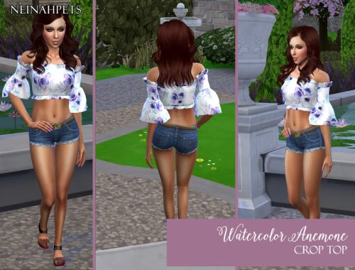 Watercolor Floral Anemone Crop Top (Mesh Required)