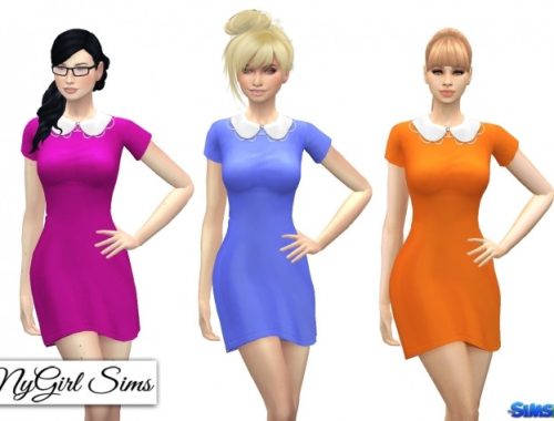 Embellished Peter Pan Collar Dress at NyGirl Sims